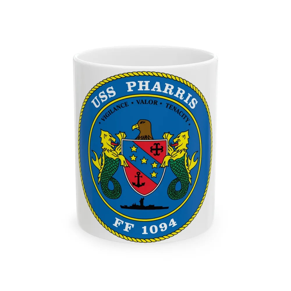 USS Pharris FF 1094 (U.S. Navy) White Coffee Mug-11oz-Go Mug Yourself