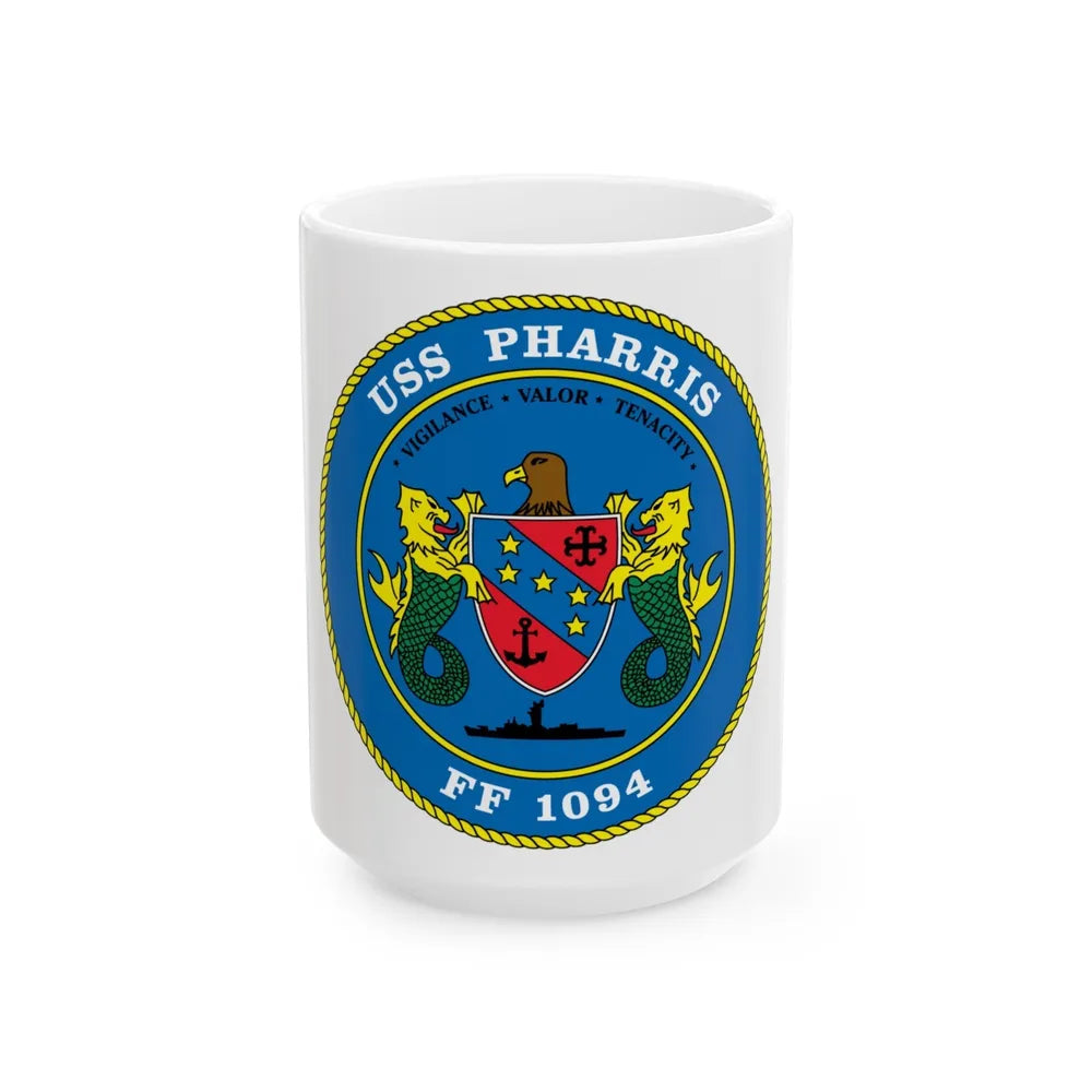 USS Pharris FF 1094 (U.S. Navy) White Coffee Mug-15oz-Go Mug Yourself