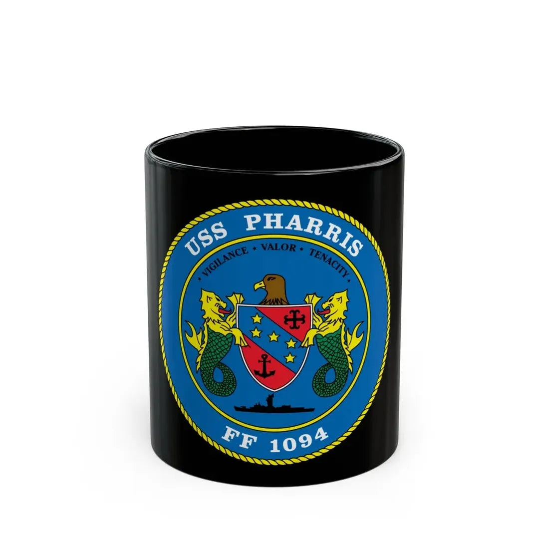 USS Pharris FF 1094 (U.S. Navy) Black Coffee Mug - Go Mug Yourself