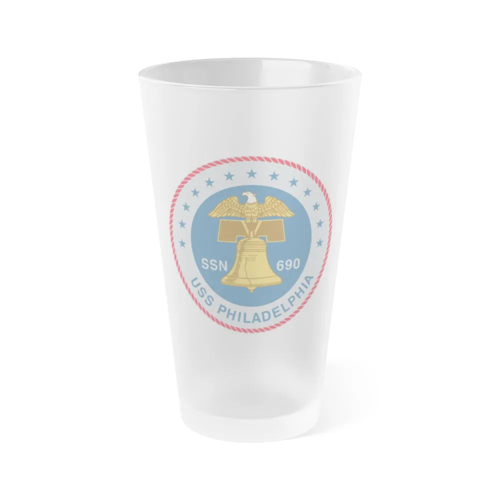 USS Philadelphia (U.S. Navy) Frosted Pint Glass 16oz-Go Mug Yourself