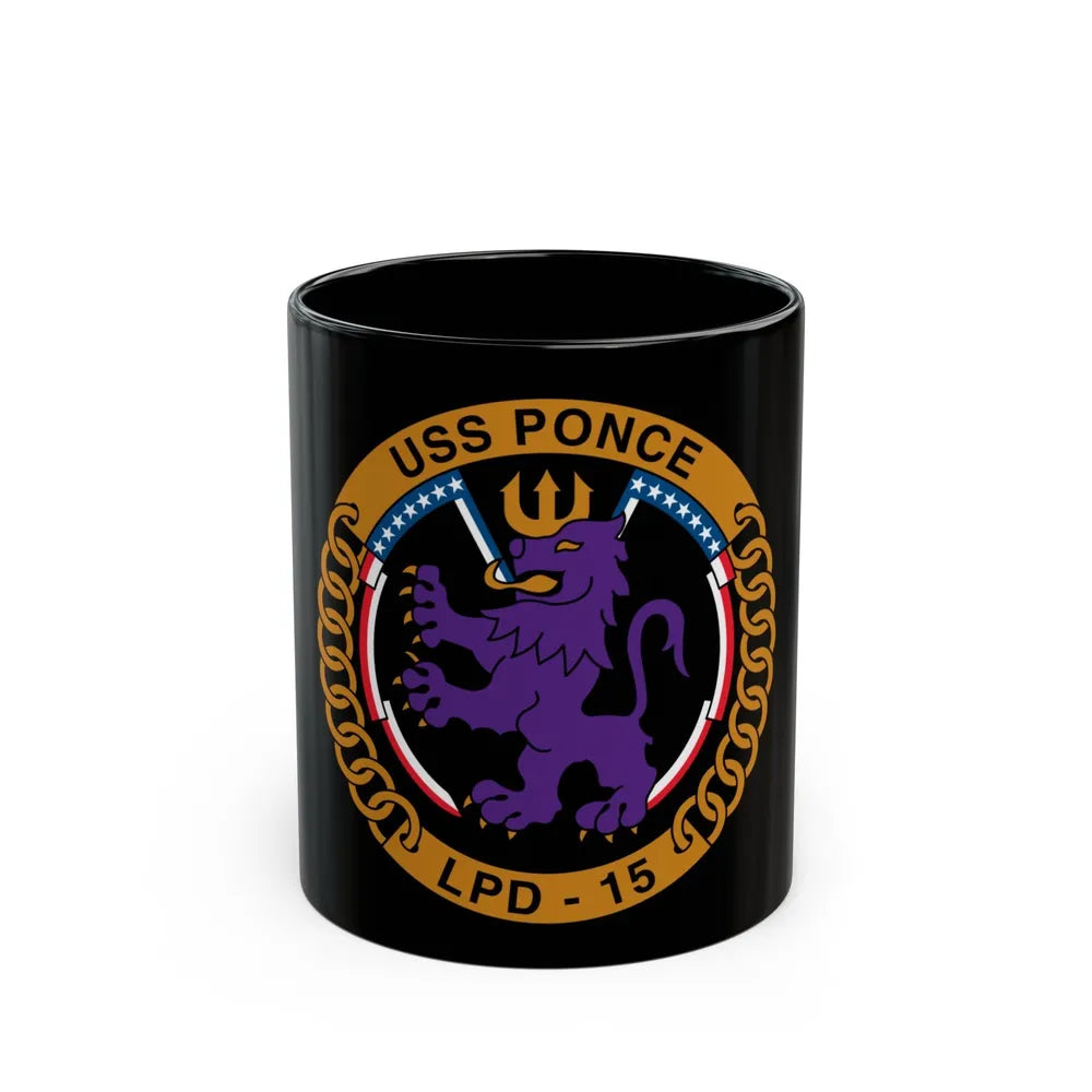 USS Ponce LPD 15 (U.S. Navy) Black Coffee Mug-11oz-Go Mug Yourself