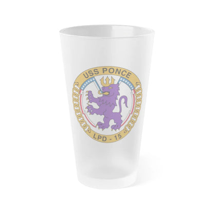 USS Ponce LPD 15 (U.S. Navy) Frosted Pint Glass 16oz-Go Mug Yourself