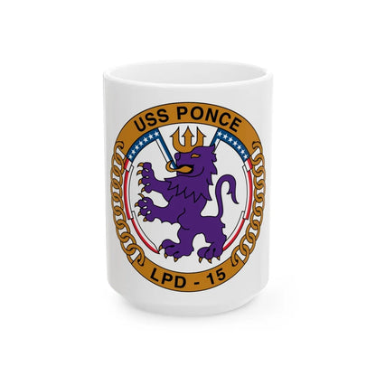 USS Ponce LPD 15 (U.S. Navy) White Coffee Mug-15oz-Go Mug Yourself