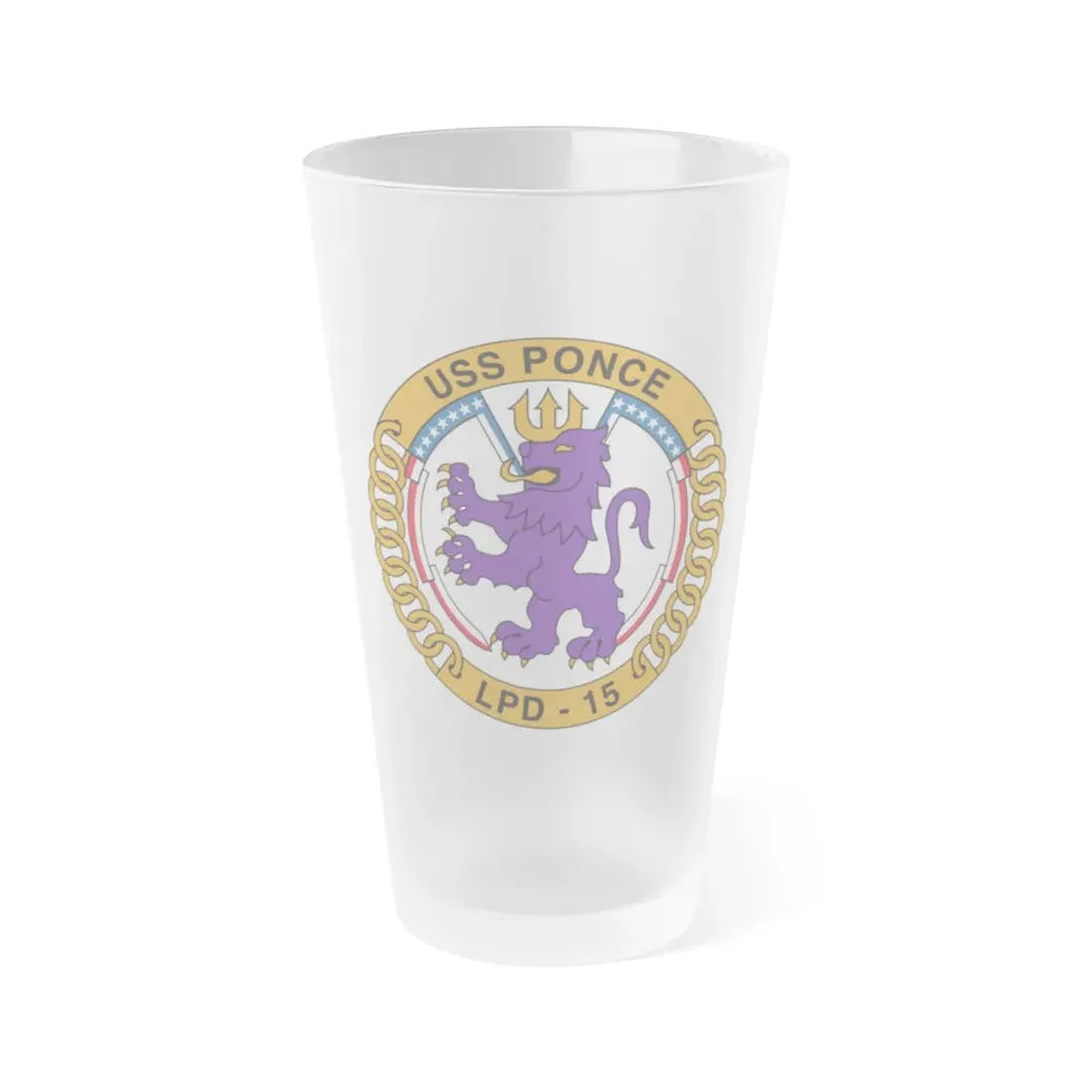 USS Ponce LPD 15 (U.S. Navy) Frosted Pint Glass 16oz Default Title - Go Mug Yourself