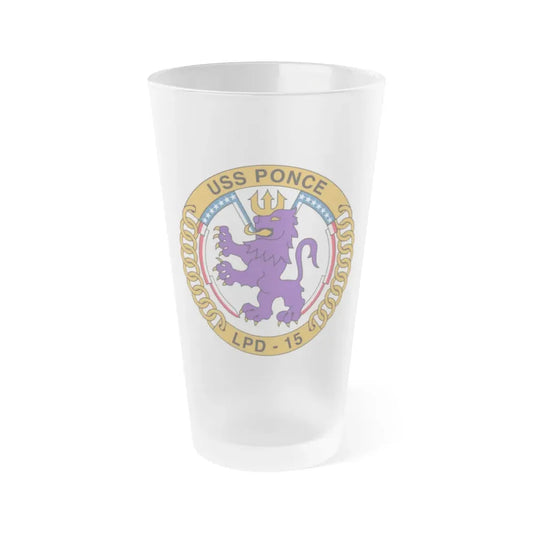 USS Ponce LPD 15 (U.S. Navy) Frosted Pint Glass 16oz Default Title - Go Mug Yourself