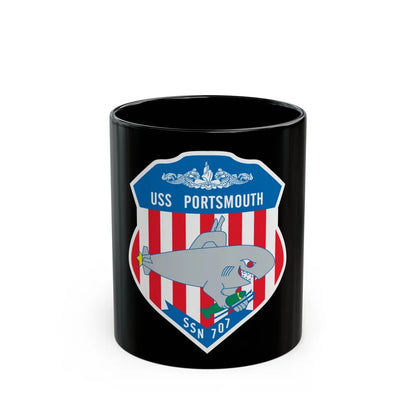 USS Portsmouth SSN 707 (U.S. Navy) Black Coffee Mug-11oz-Go Mug Yourself