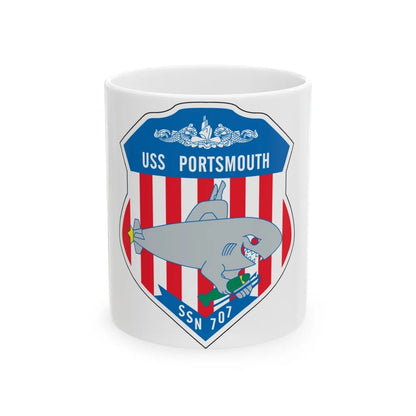 USS Portsmouth SSN 707 (U.S. Navy) White Coffee Mug-11oz-Go Mug Yourself