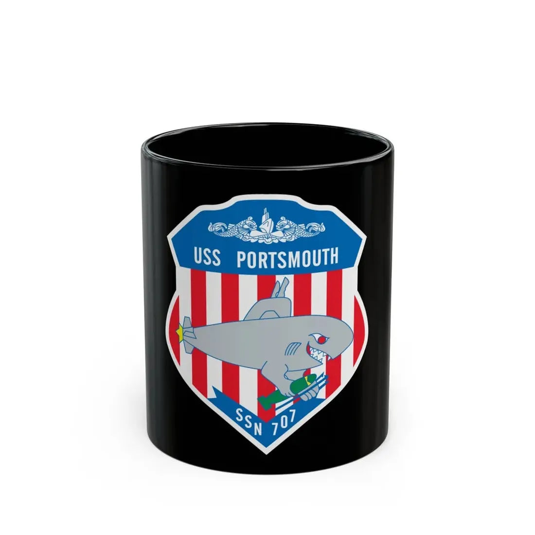 USS Portsmouth SSN 707 (U.S. Navy) Black Coffee Mug 11oz - Go Mug Yourself