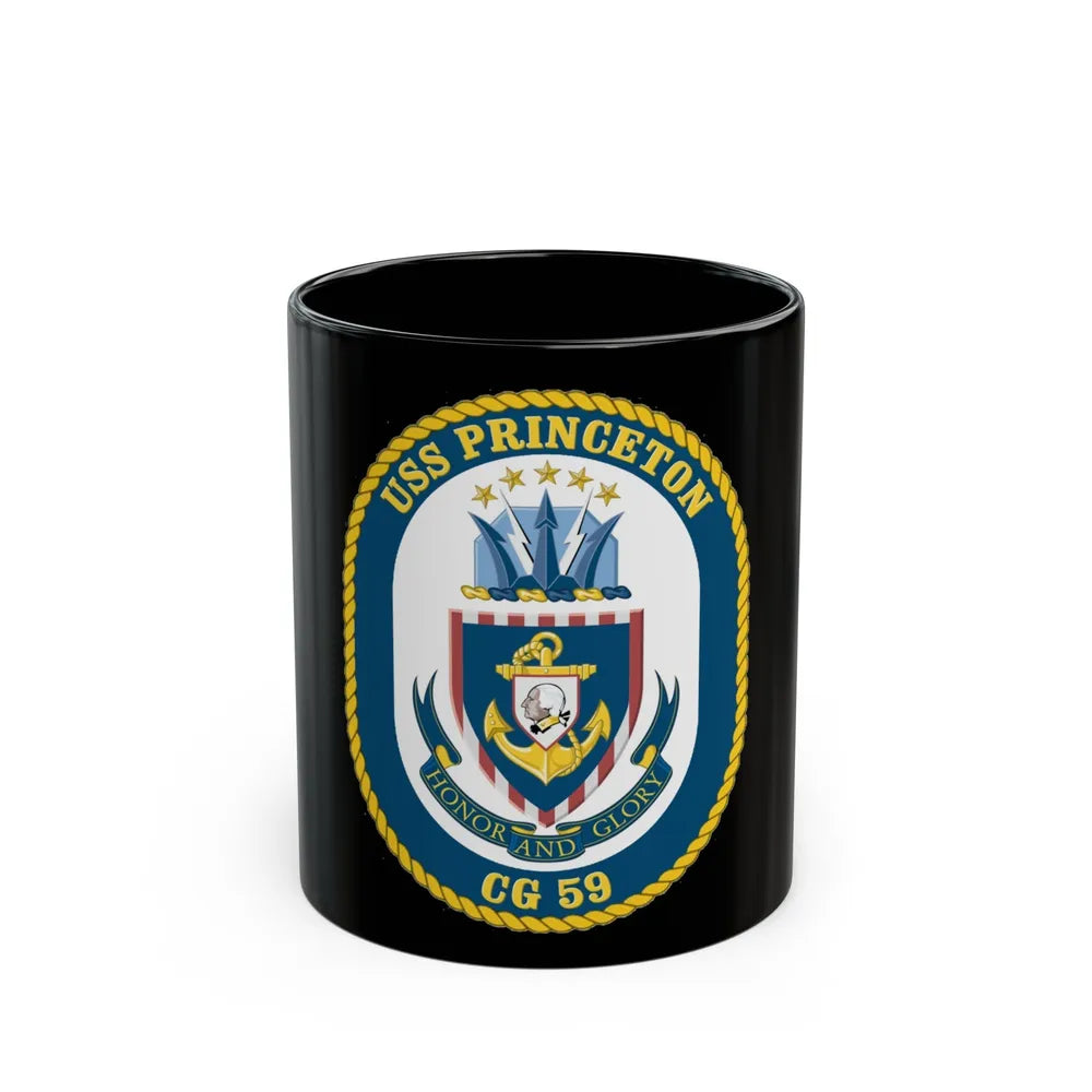 USS Princeton CG 59 Crest (U.S. Navy) Black Coffee Mug-11oz-Go Mug Yourself