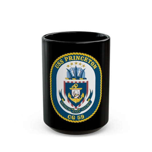 USS Princeton CG 59 Crest (U.S. Navy) Black Coffee Mug-15oz-Go Mug Yourself