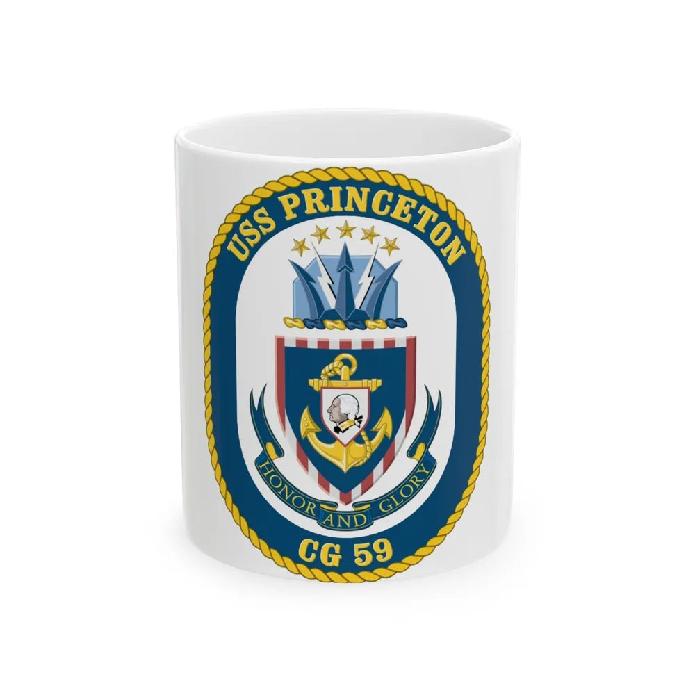 USS Princeton CG 59 Crest (U.S. Navy) White Coffee Mug-11oz-Go Mug Yourself