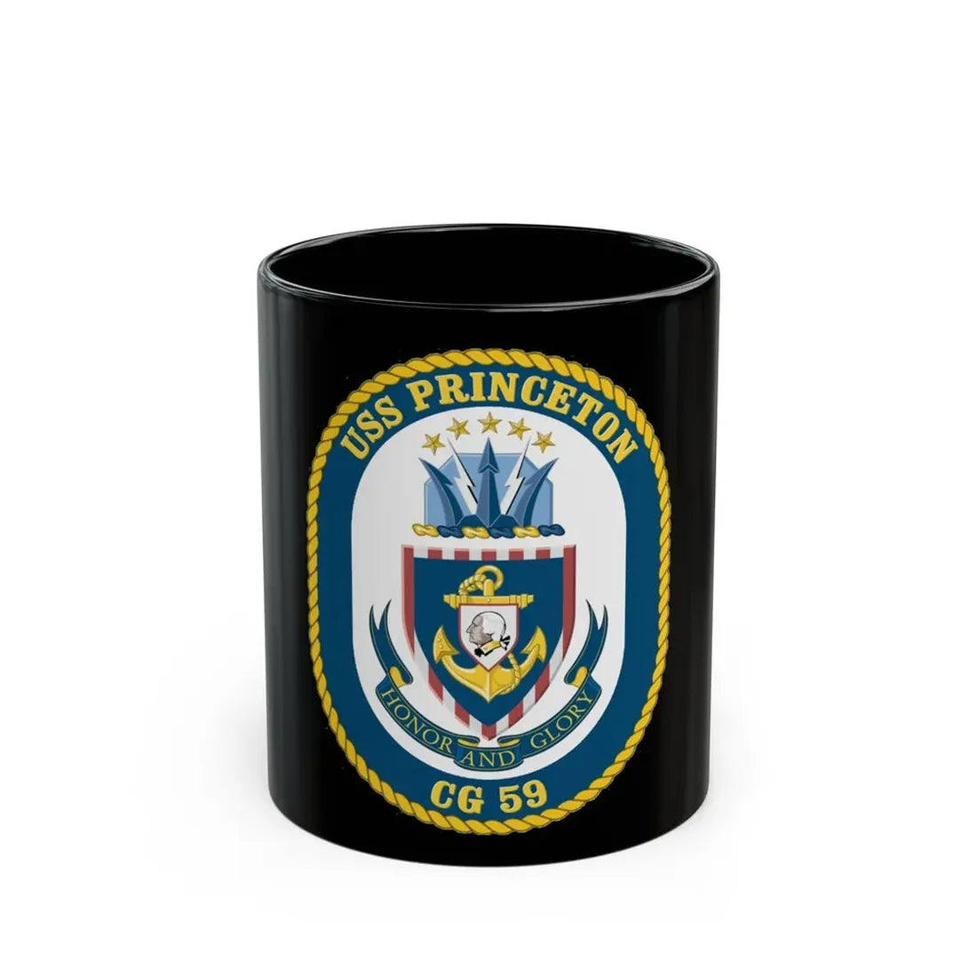 USS Princeton CG 59 Crest (U.S. Navy) Black Coffee Mug 11oz - Go Mug Yourself