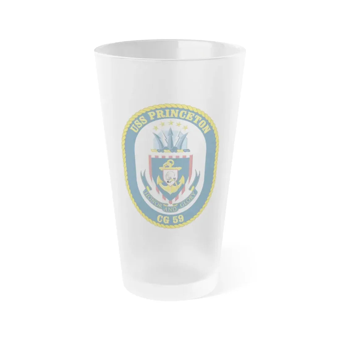 USS Princeton CG 59 Crest (U.S. Navy) Frosted Pint Glass 16oz Default Title - Go Mug Yourself