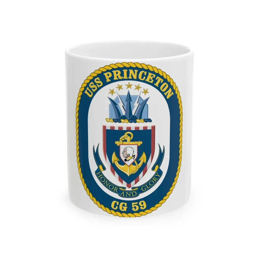 USS Princeton CG 59 Crest (U.S. Navy) White Coffee Mug 11oz - Go Mug Yourself