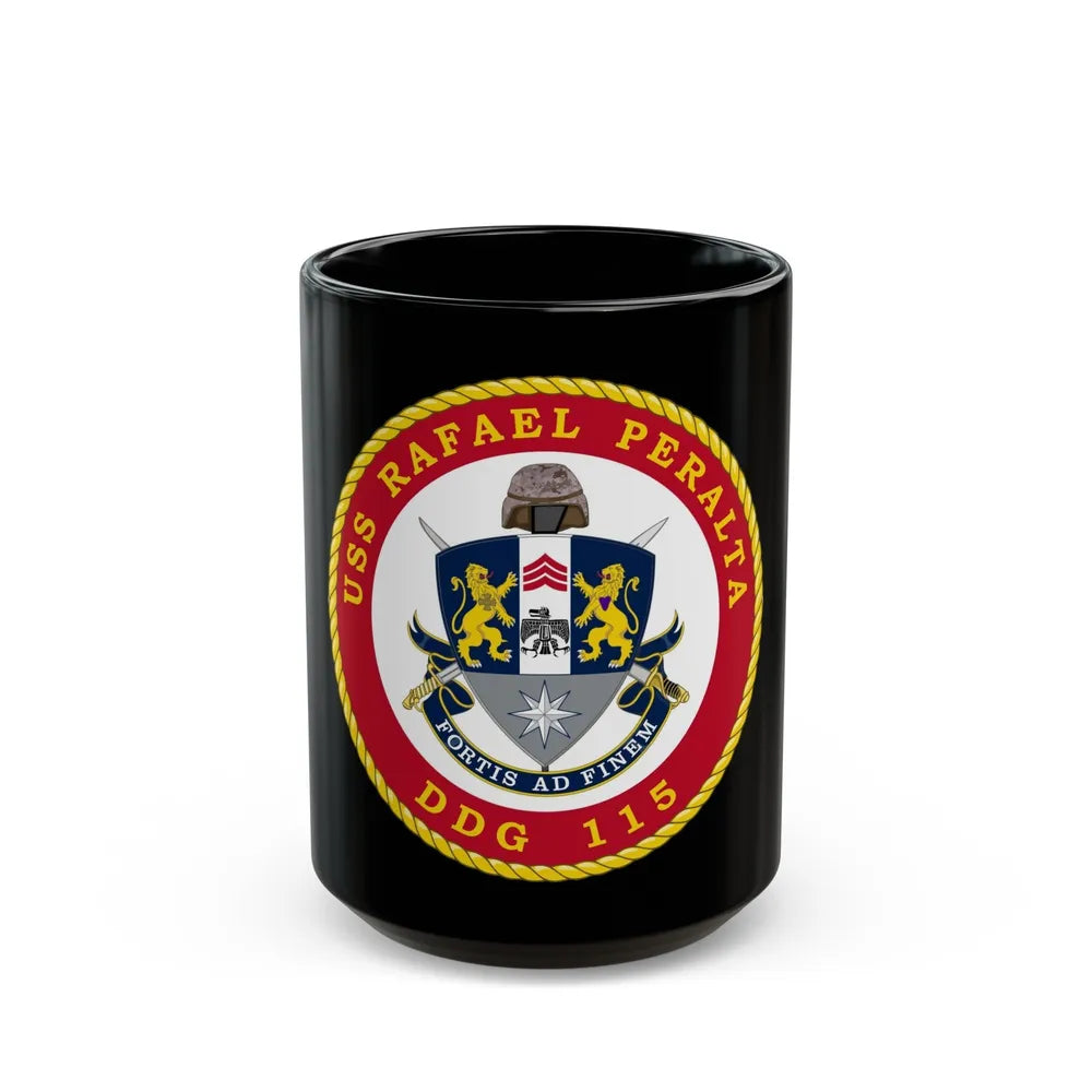 USS Rafael Peralta DDG 115 (U.S. Navy) Black Coffee Mug-15oz-Go Mug Yourself