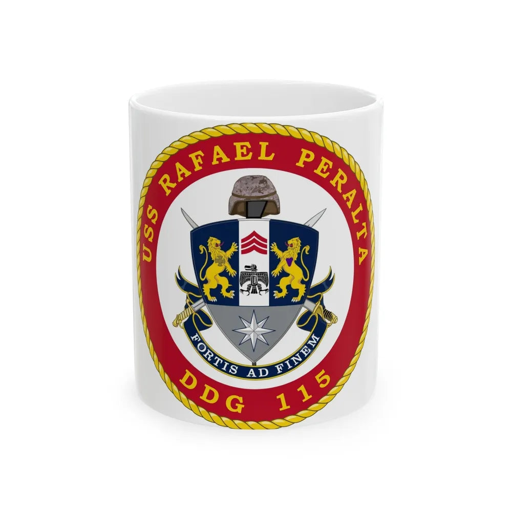 USS Rafael Peralta DDG 115 (U.S. Navy) White Coffee Mug-11oz-Go Mug Yourself