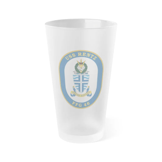 USS Rentz FFG 46 (U.S. Navy) Frosted Pint Glass 16oz-Go Mug Yourself