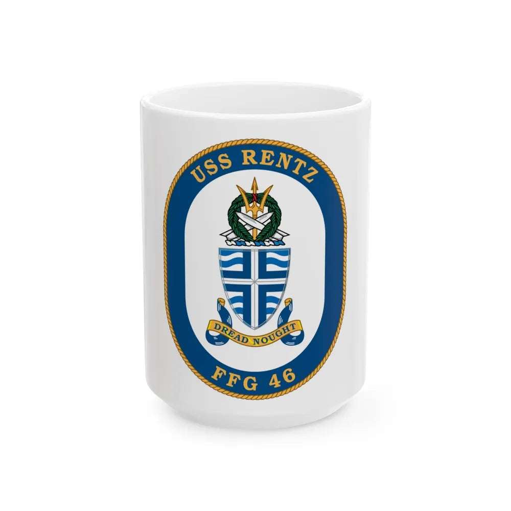 USS Rentz FFG 46 (U.S. Navy) White Coffee Mug-15oz-Go Mug Yourself