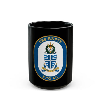 USS Rentz FFG 46 (U.S. Navy) Black Coffee Mug 15oz - Go Mug Yourself