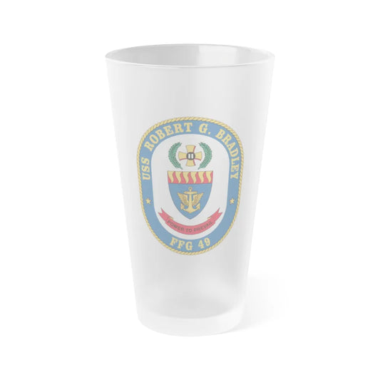 USS Robert G Bradley FF 49 (U.S. Navy) Frosted Pint Glass 16oz-Go Mug Yourself