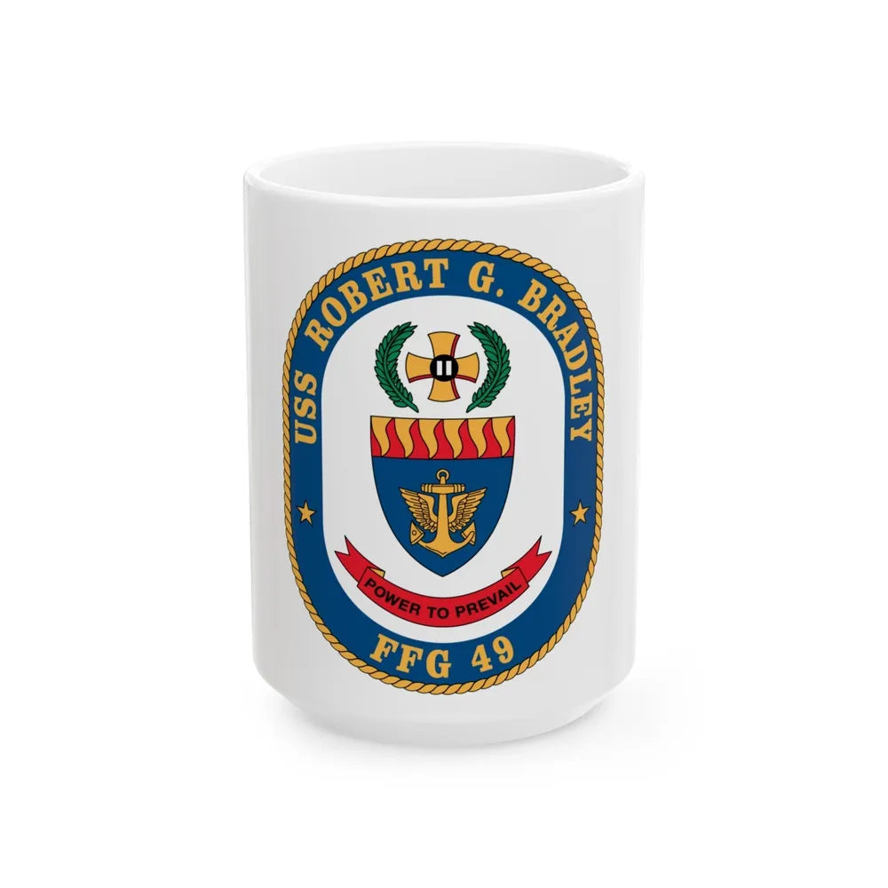 USS Robert G Bradley FF 49 (U.S. Navy) White Coffee Mug-15oz-Go Mug Yourself