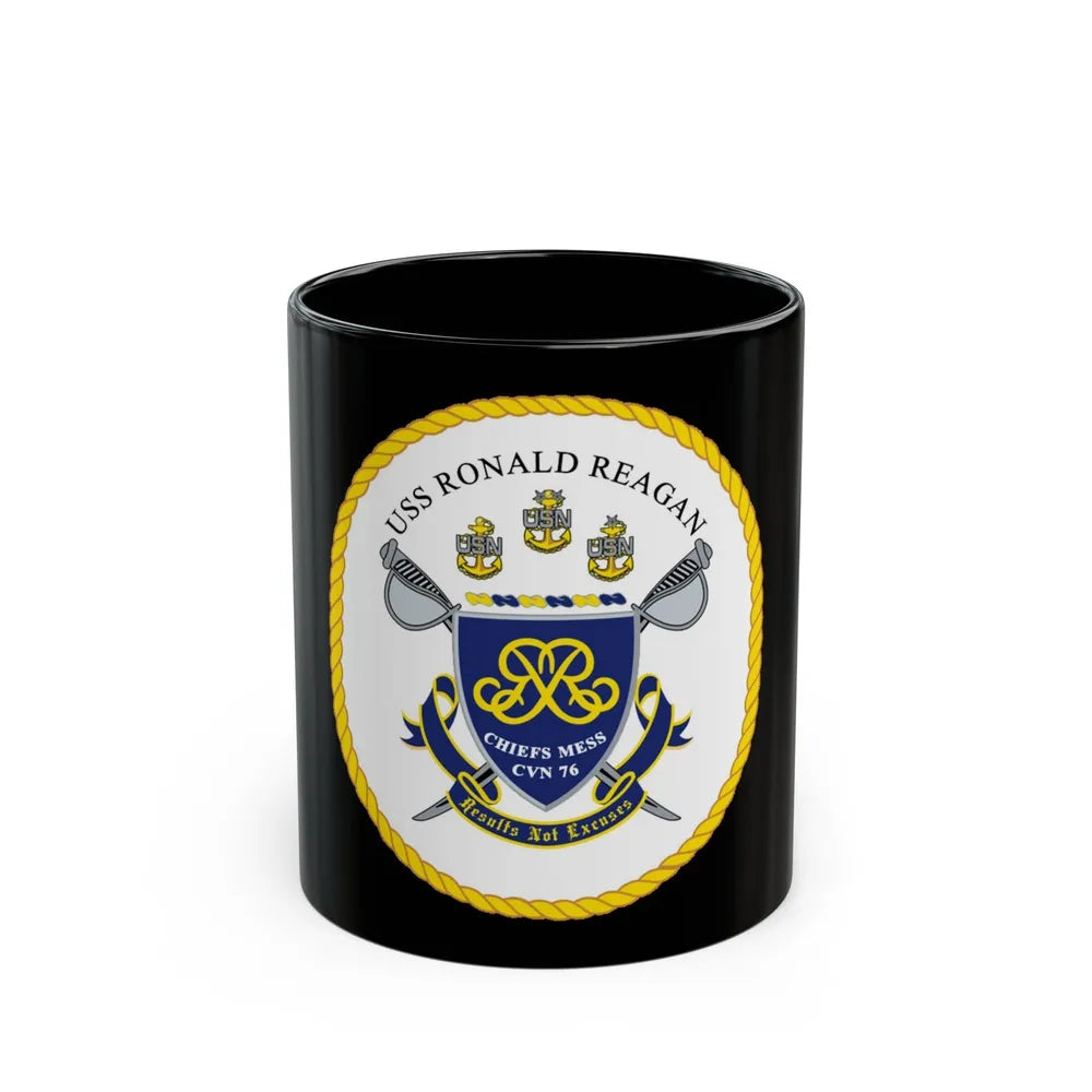 USS Ronald Reagan CVN 76 Chief (U.S. Navy) Black Coffee Mug-11oz-Go Mug Yourself