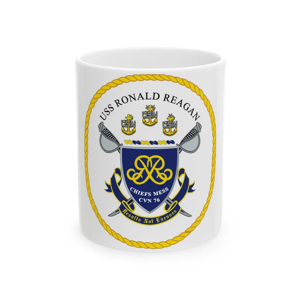 USS Ronald Reagan CVN 76 Chief (U.S. Navy) White Coffee Mug-11oz-Go Mug Yourself