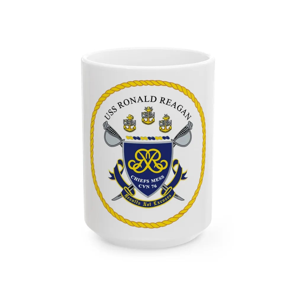 USS Ronald Reagan CVN 76 Chief (U.S. Navy) White Coffee Mug-15oz-Go Mug Yourself