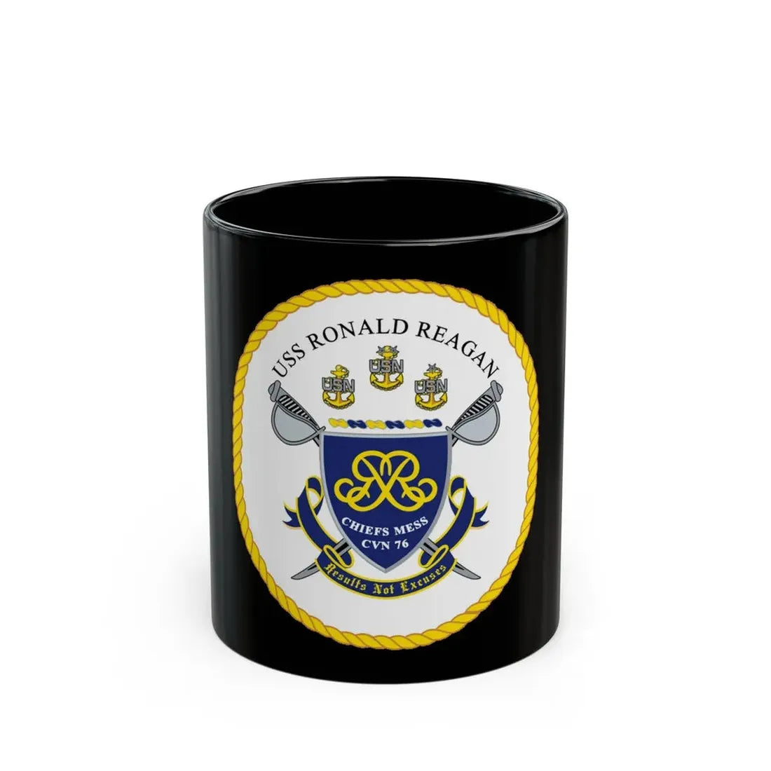 USS Ronald Reagan CVN 76 Chief (U.S. Navy) Black Coffee Mug 11oz - Go Mug Yourself