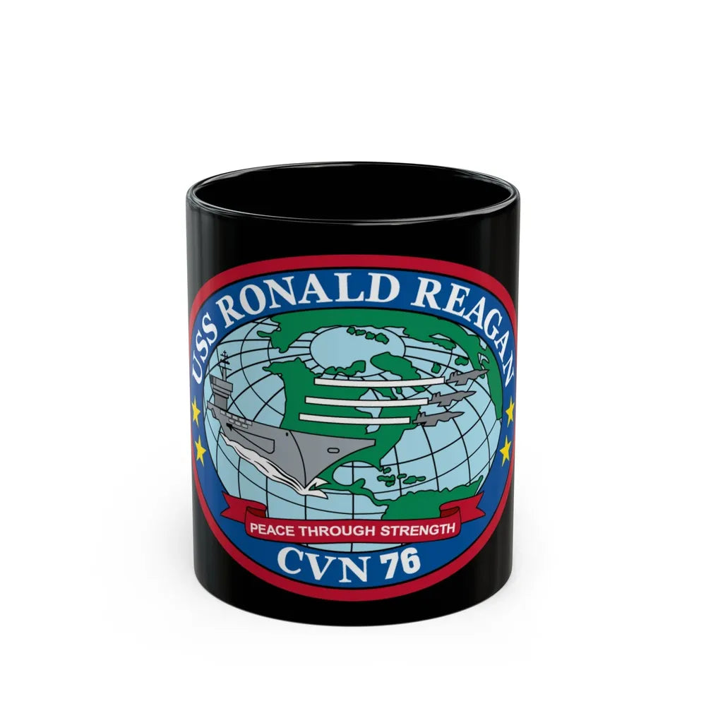 USS Ronald Reagan CVN 76 (U.S. Navy) Black Coffee Mug-11oz-Go Mug Yourself