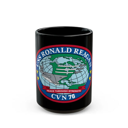 USS Ronald Reagan CVN 76 (U.S. Navy) Black Coffee Mug-15oz-Go Mug Yourself