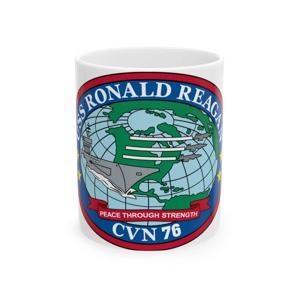 USS Ronald Reagan CVN 76 (U.S. Navy) White Coffee Mug-11oz-Go Mug Yourself