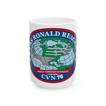 USS Ronald Reagan CVN 76 (U.S. Navy) White Coffee Mug-15oz-Go Mug Yourself