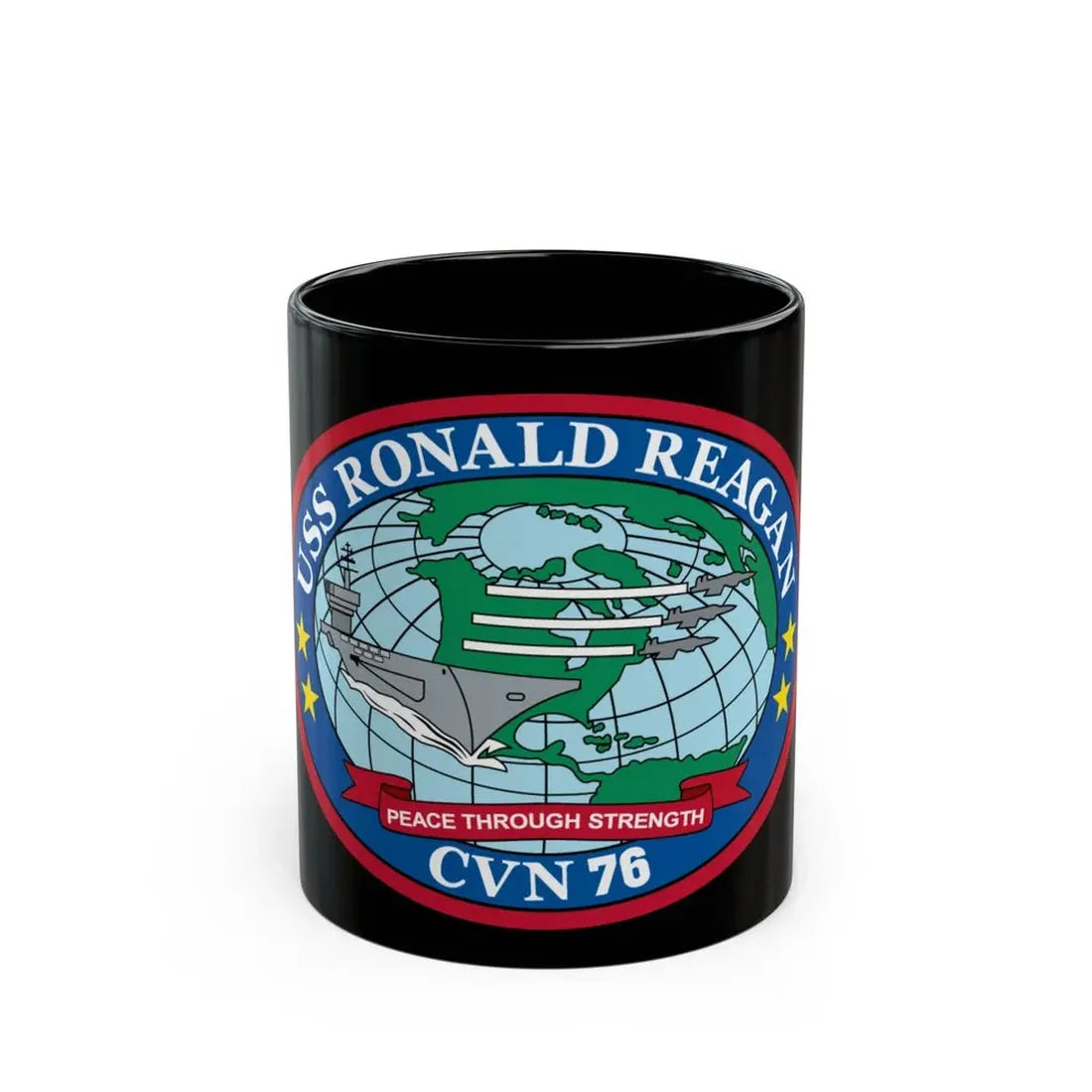 USS Ronald Reagan CVN 76 (U.S. Navy) Black Coffee Mug 11oz - Go Mug Yourself