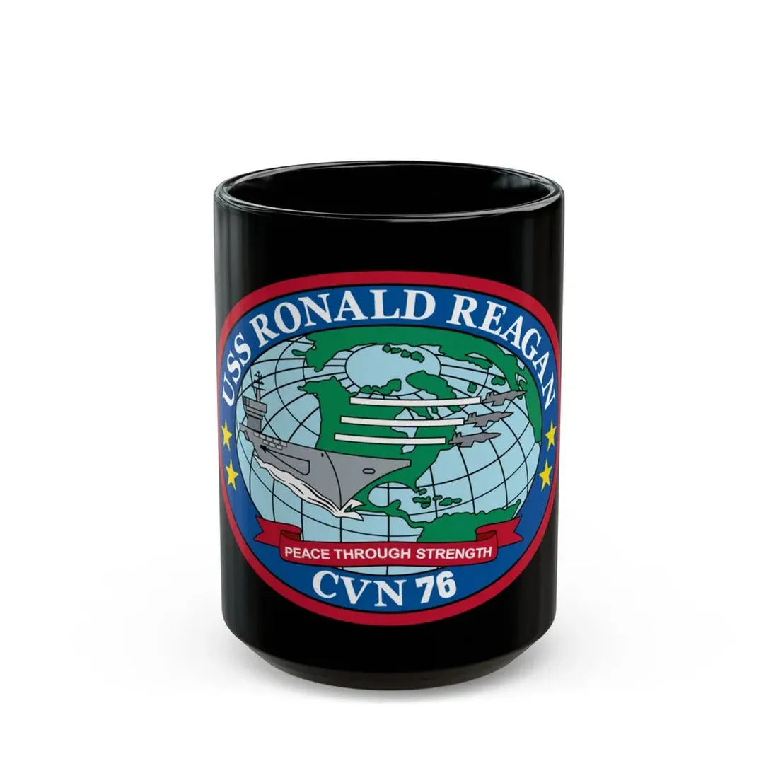 USS Ronald Reagan CVN 76 (U.S. Navy) Black Coffee Mug 15oz - Go Mug Yourself