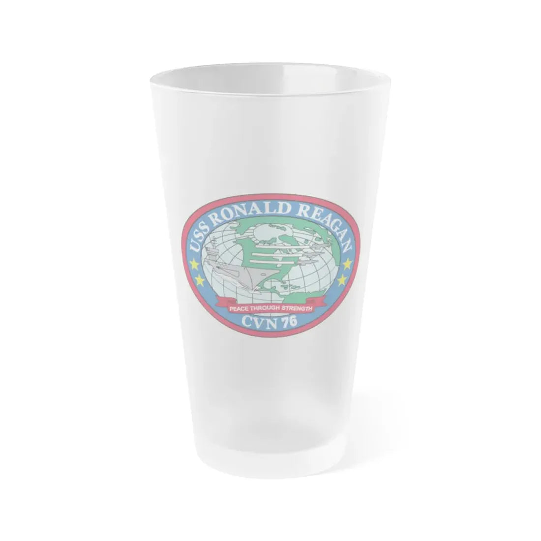 USS Ronald Reagan CVN 76 (U.S. Navy) Frosted Pint Glass 16oz Default Title - Go Mug Yourself