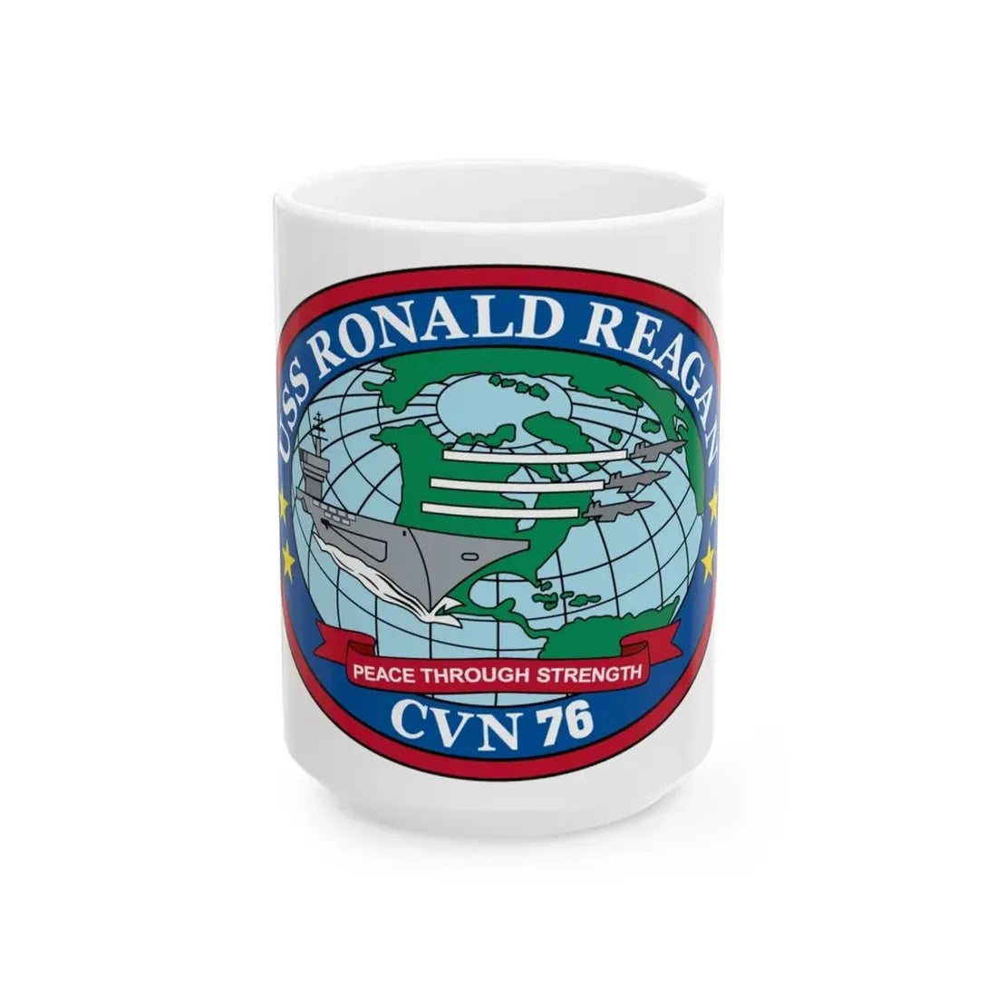 USS Ronald Reagan CVN 76 (U.S. Navy) White Coffee Mug 15oz - Go Mug Yourself