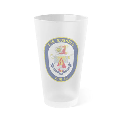 USS Russell DDG 59 Crest (U.S. Navy) Frosted Pint Glass 16oz-Go Mug Yourself