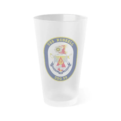 USS Russell DDG 59 Crest (U.S. Navy) Frosted Pint Glass 16oz Default Title - Go Mug Yourself