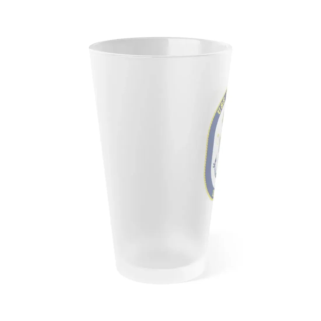 USS Russell DDG 59 Crest (U.S. Navy) Frosted Pint Glass 16oz - Go Mug Yourself