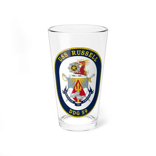 USS Russell DDG 59 Crest (U.S. Navy) Pint Glass 16oz 16oz - Go Mug Yourself