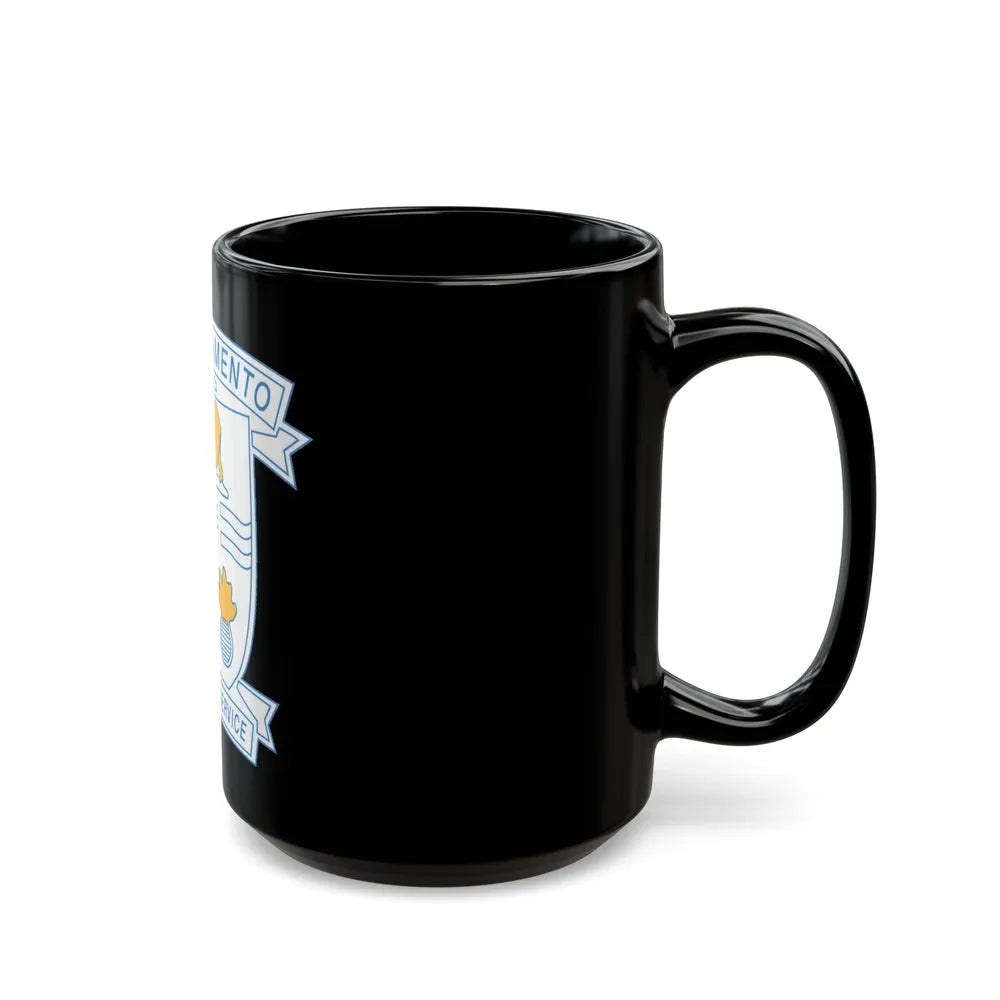 USS Sacramento Ready For Service (U.S. Navy) Black Coffee Mug-Go Mug Yourself