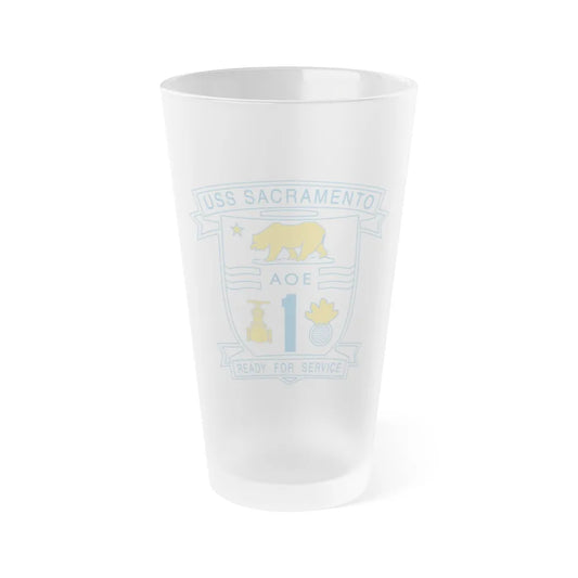 USS Sacramento Ready For Service (U.S. Navy) Frosted Pint Glass 16oz-Go Mug Yourself