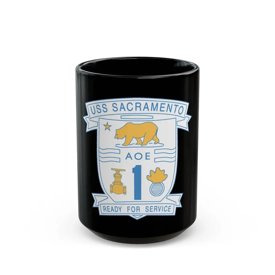 USS Sacramento Ready For Service (U.S. Navy) Black Coffee Mug 15oz - Go Mug Yourself