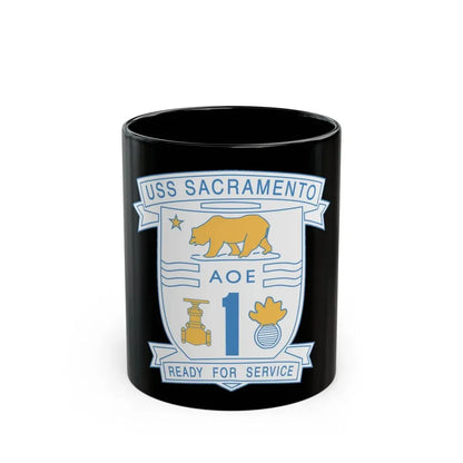 USS Sacramento Ready For Service (U.S. Navy) Black Coffee Mug - Go Mug Yourself