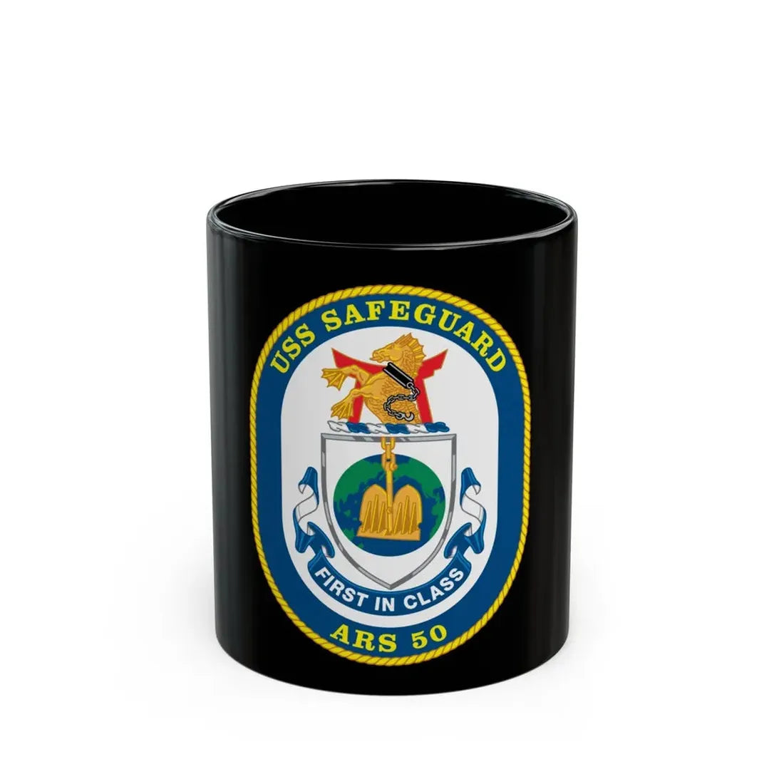 USS Safeguard ARS 50 (U.S. Navy) Black Coffee Mug 11oz - Go Mug Yourself