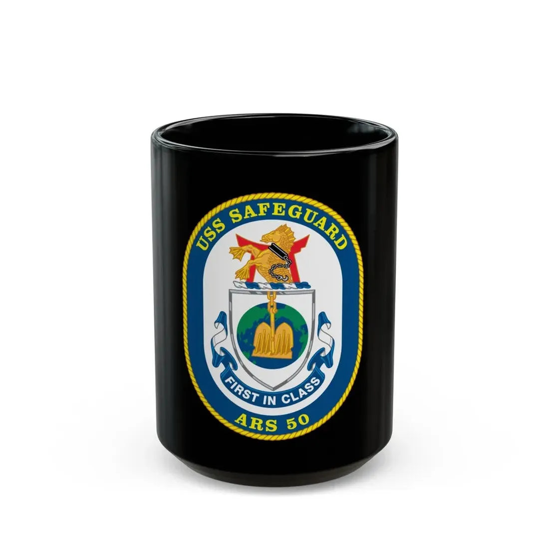 USS Safeguard ARS 50 (U.S. Navy) Black Coffee Mug 15oz - Go Mug Yourself