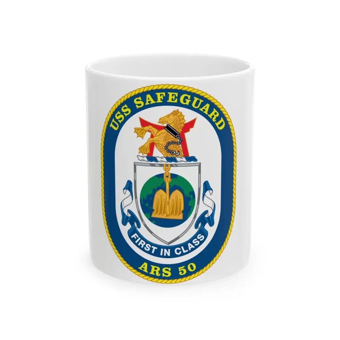 USS Safeguard ARS 50 (U.S. Navy) White Coffee Mug - Go Mug Yourself