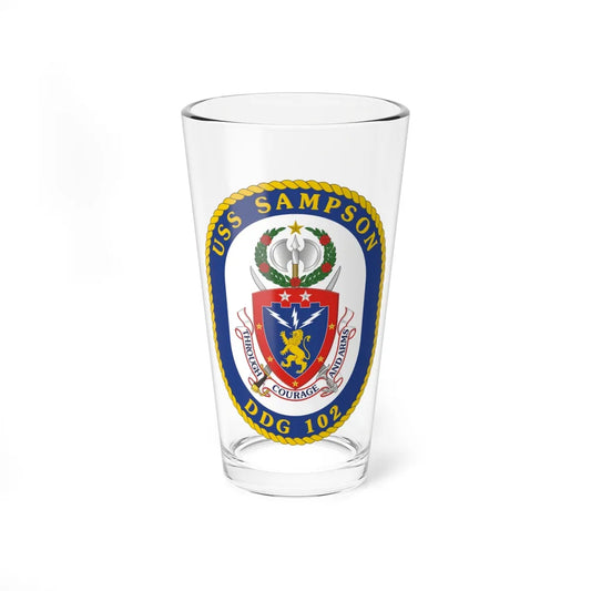 USS Sampson DDG 102 Crest (U.S. Navy) Pint Glass 16oz-16oz-Go Mug Yourself