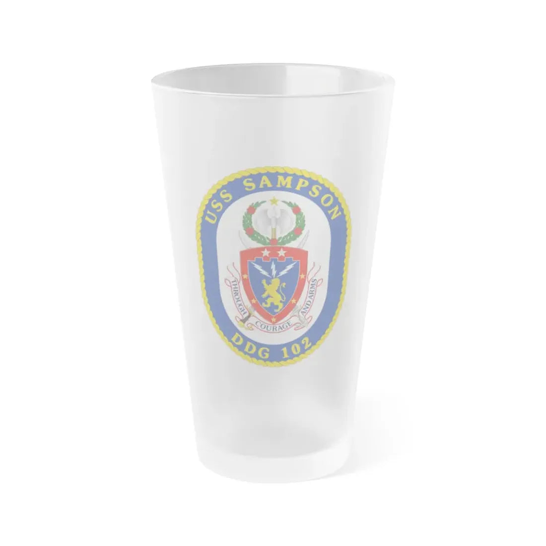 USS Sampson DDG 102 Crest (U.S. Navy) Frosted Pint Glass 16oz Default Title - Go Mug Yourself